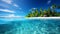 Exquisite Tranquil Tropical Beach with Azure Sky, Palm Trees, and Crystal Clear Turquoise Waters