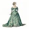 Exquisite Victorian Illustration: A Stunning Woman In Green Dress