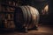 Exquisite wooden cellar holding a spacious beer barrel
