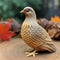 Exquisite Wooden Pheasant Sculpture With Fall Leaves - Nature-inspired Artwork