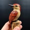 Exquisite Woodpecker Figurine: Meticulous Realism And Craftsmanship