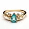 Exquisite Yellow Gold Ring with Pear Shaped Paraiba, Yellow Gold Engagement Ring
