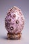 Exquisitely adorned easter egg showcased against a serene monochrome pastel color studio backdrop