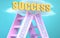 Extensibility ladder that leads to success high in the sky, to symbolize that Extensibility is a very important factor in reaching