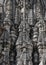 Exterior architecture of historic Jain temple detail architecture in Ranakpur, Rajasthan, India