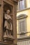 Exterior artistic details on a building of gallery Uffizi, Florence, Tuscany