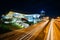 Exterior of BMW Welt and Georg-Brauchle-Ring at night, in Munich