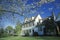 Exterior of colonial home in historical Williamsburg, Virginia in spring