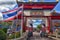 Exterior of the entrance to the Anek Kusala Sala Viharn Sien Chinese temple in Pattaya, Thailand.