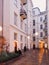 Exterior facades of classic buildings in the European city, architecture and design