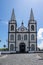 exterior of the front facade of the parish church of Madalena on the island of Pico, Azores archipelago.