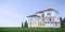 Exterior luxury house.Classic style with lawn field.Concept for real estate sale or property investment.