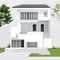 Exterior minimalist modern white house outdoor 3D illustration design