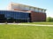 Exterior of a modern brick and glass building