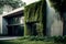 Exterior of modern ecologic house with big plant wall,created with Generative AI technology.