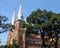 The exterior of the notre dame cathedral in ho chi minh city Vietnam