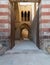 Exterior shot of entrance of Al-Muayyad Bimaristan hospital historic building, Old Cairo, Egypt