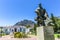 Exterior of the South African National Gallery, and the statue of Jan Christian Smuts in the VOC Company`s Gardens in Cape Town,