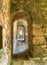 Exterior stone passageway in the 12th century Cistercian Monastery of Santa MarÃ­a de Moreruela, in Zamora. Spain. Europe.