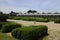 Exterior of the structure covering the remains of Fishbourne Roman Palace, near Chichester, West Sussex, UK