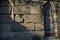 Exterior textures of stone wall outside castle or ancient cathedral