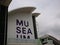 Exterior view of the Australian National Maritime Museum architecture and logo