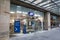 Exterior view of Boot pharmacy high street shop showing signage and logo.  Glass front and entrance.