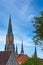 Exterior view of the brick facade of St. Peter Cathedral in Schleswig, Schleswig-Holstein, Germany