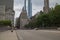 Exterior view look on roadway downtown Chicago Illinois