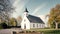 the exterior view of a Lutheran church, erected in 1800, showcasing its minimalist charm and architectural grace that