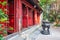 Exterior view of Ngoc Son Temple it also known as `The Temple of the Jade Mountain` which is located at Hoan Kiem Lake in central