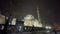 Exterior view and snowfall from Sisli mosque in the early morning in istanbul and winter