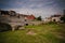 Exterior view to ancient roman Amphitheatre in Durres , Albania