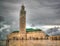 Exterior view to Hassan II mosque at cloudy day, Casablanca, Morocco