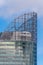 Exterior view of the top of the T1 tower, headquarters of Engie in Paris La Defense