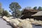 Exterior view of the train depot at the south rim of Grand Canyon National Park in Arizona