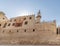 Exterior wall of Abu Haggag Mosque. The Mosque in the Heart of Luxor Temple