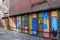 Exterior wall of building, painted with hardcover books, Boston, Mass, 2016