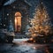 exteriors of the house are decorated for Christmas or New Year\\\'s holiday