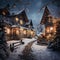 exteriors of the house are decorated for Christmas or New Year\\\'s holiday, city street