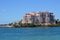 Exteriors of luxury island condominium residences off Miami Beach,Florida
