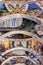 External arches decorated with paintings depicting biblical stories at Rila Monastery, Bulgaria