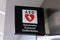 External defibrillator sign and logo. AED is used to treat persons with heart attacks