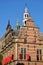 The external facade of Oude Stadhuis Old Town Hall, 16 century with its carvings and turret