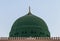 External image of the Prophet's Mosque in Medina in Saudi Arabia, The green dome of the mosque. Masjid Nabawi