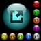 External link icons in color illuminated glass buttons