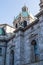 External view of the domes and spires of the Duomo of Como with