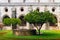 External view of the medieval gothic cloisters of the cathedral of Evora Portugal