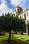 External view of the medieval gothic cloisters of the cathedral of Evora Portugal