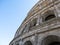 External view of the monumental three-story Colosseum in Rome. The Colosseum is the reference point for tourists visiting this